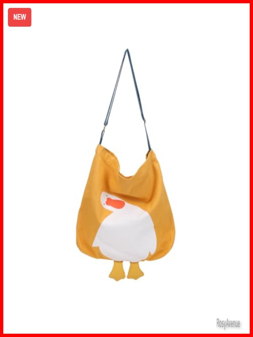 Canvas Tote Bag Duck Print Crossbody Shoulder Bag Adjustable Strap